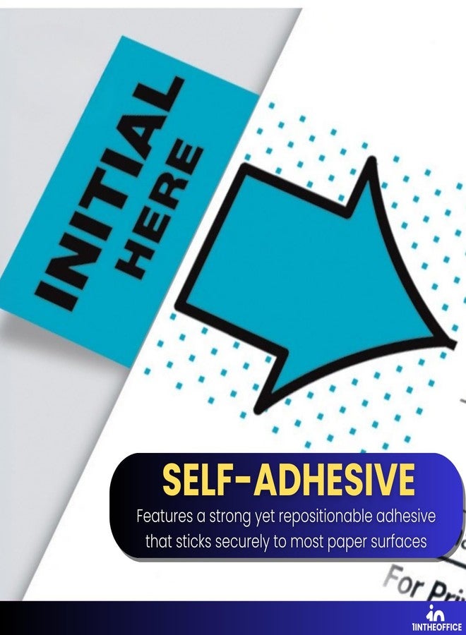 1InTheOffice Initial Here Flags – Blue Arrow Sticker Tabs, Self-Adhesive Initial Here Tabs & Sticky Tabs, Initial Stickers, 200-Pack - Image 4